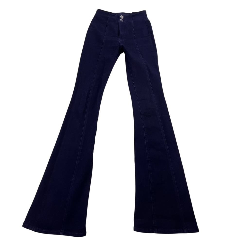Veronica Beard Beverly Skinny Flare Jeans Indigo High Rise Seam Detail Size 25
